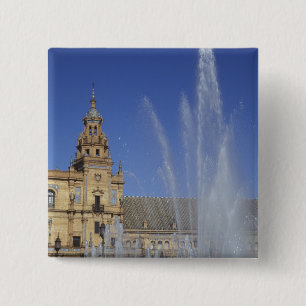 Spain, Sevilla, Andalucia Fountain and ornate 2 Inch Square Button