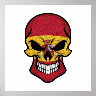 Spain Smiling Skull Flag  Poster