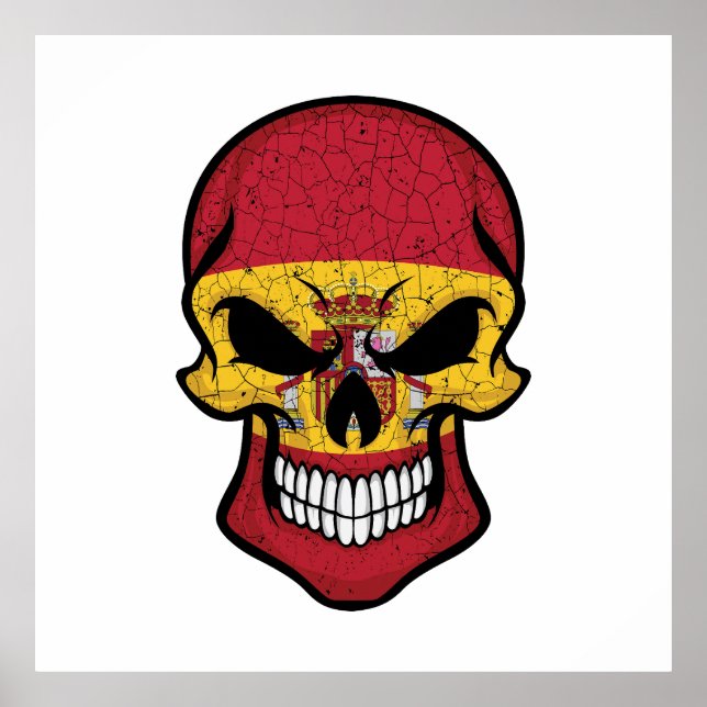 Spain Smiling Skull Flag  Poster (Front)