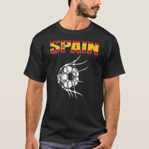 Spain Soccer Ball In Net Goal Support Spanish Foot T-Shirt