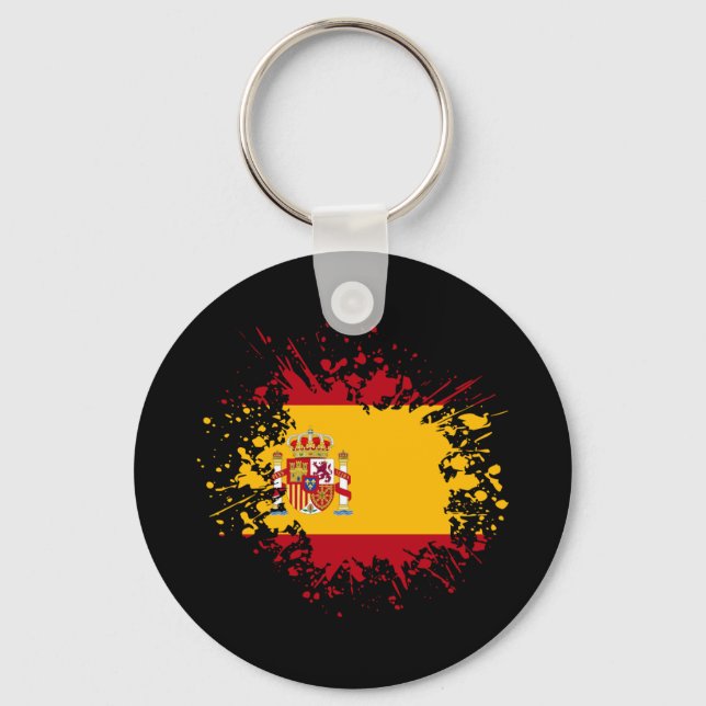 Spain Souvenir Landmark, Espana Flag Travel Keychain (Front)
