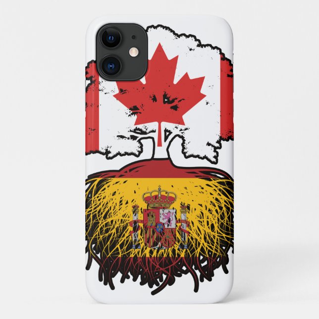 Spain Spanish Canadian Canada Tree Roots Flag Case-Mate iPhone Case (Back)