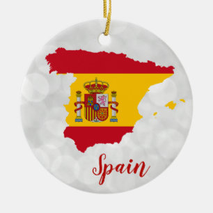 Spain Spanish Flag Map Ceramic Ornament