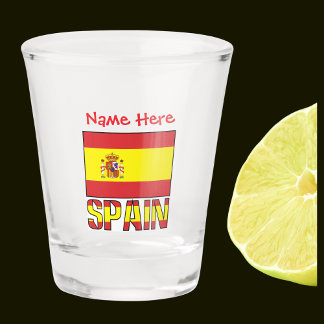 Spain Spanish Flag Red Personalized  Shot Glass