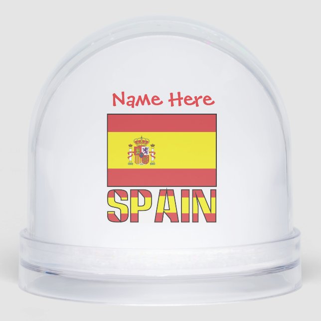 Spain Spanish Flag Red Personalized  Snowglobe (Front)