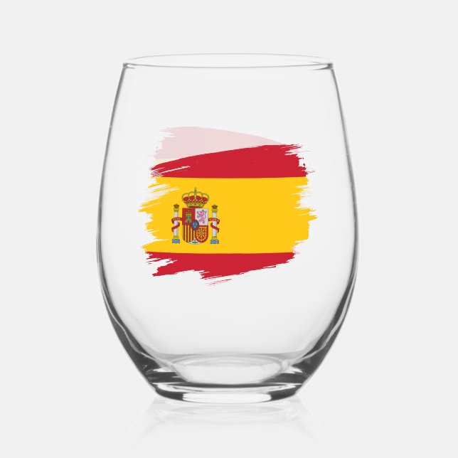 Spain, Spanish Flag Stemless Wine Glass (Front)