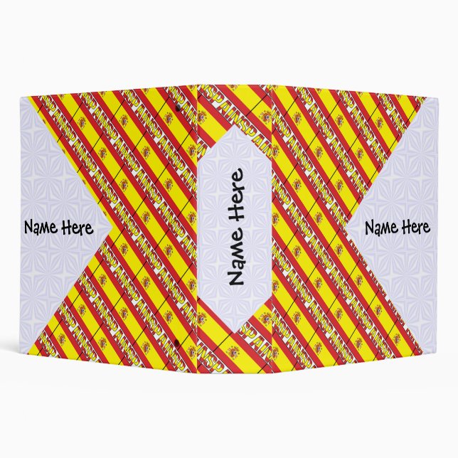 Spain Spanish Flag Tiled Black Personalized  Binder (Background)
