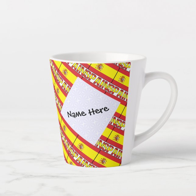 Spain Spanish Flag Tiled Personalized  Latte Mug (Right)