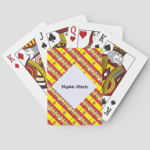 Spain Spanish Flag Tiled Personalized Name  Playing Cards