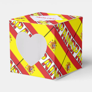 Spain Spanish Flag Tiled Red Personalized Heart Favor Box