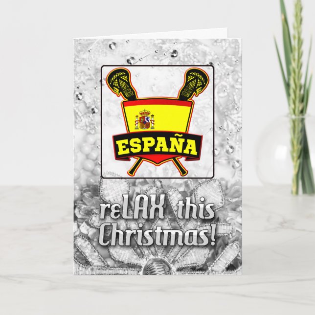 Spain Spanish Lacrosse Shield Christmas Card (Front)