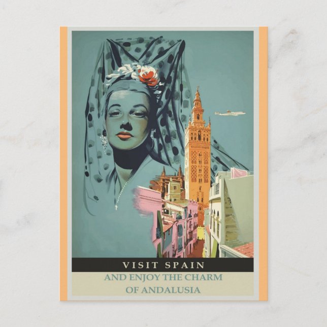 Spain Spanish Vintage Travel Poster Postcard (Front)