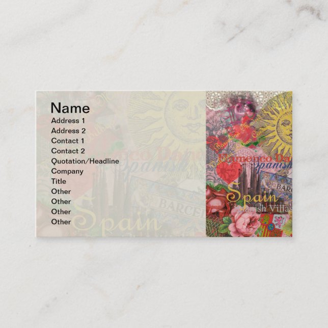 Spain Sunshine Spanish Travel Art Business Card (Front)