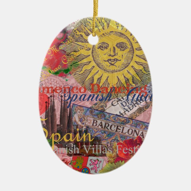 Spain Sunshine Spanish Travel Art Ceramic Ornament (Front)
