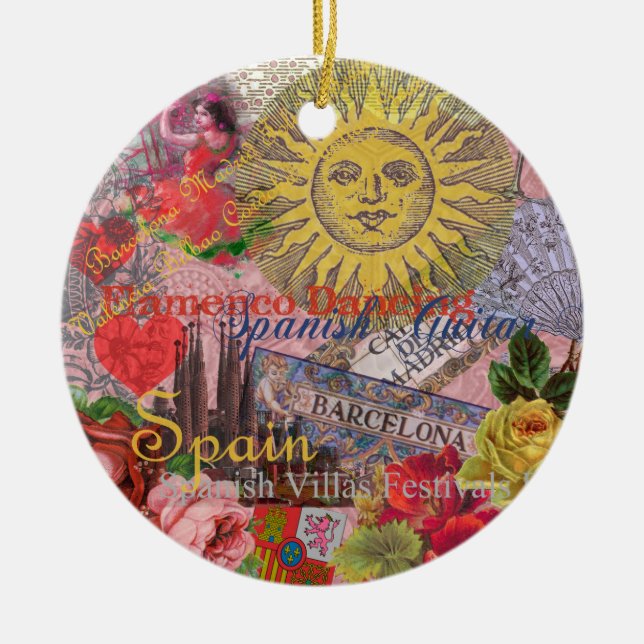 Spain Sunshine Spanish Travel Art Ceramic Ornament (Front)