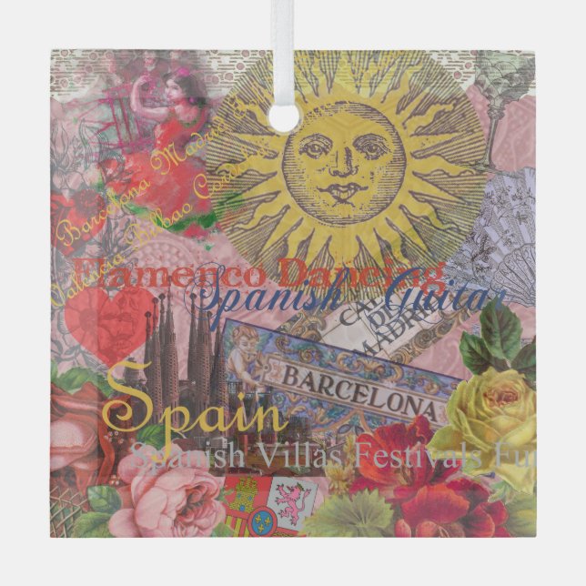 Spain Sunshine Spanish Travel Art Glass Ornament (Front)