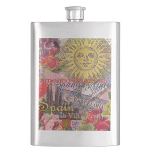Spain Sunshine Spanish Travel Art Hip Flask