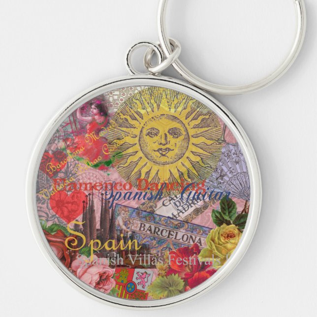 Spain Sunshine Spanish Travel Art Keychain (Front)