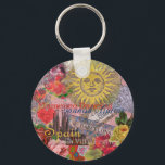 Spain Sunshine Spanish Travel Art Keychain<br><div class="desc">This Spain Sun collage is all about visiting the beautiful country of Spain. Our Spanish collage incorporates antique ephemera showing beautiful vintage images - a Spanish-inspired antique sun face, Barcelona and Madrid tile signs, Spanish architecture, Spanish Flamenco dancing, a Spanish fan, as well as roses, lace, and a glass of...</div>