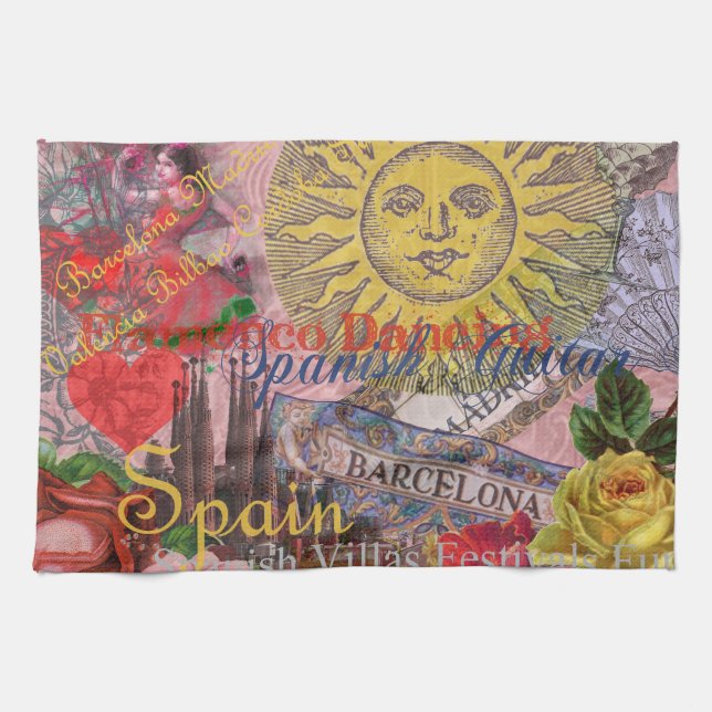 Spain Sunshine Spanish Travel Art Kitchen Towel (Horizontal)