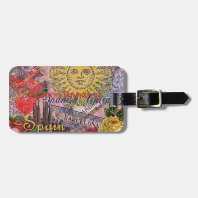 Spain Sunshine Spanish Travel Art Luggage Tag (Front Horizontal)