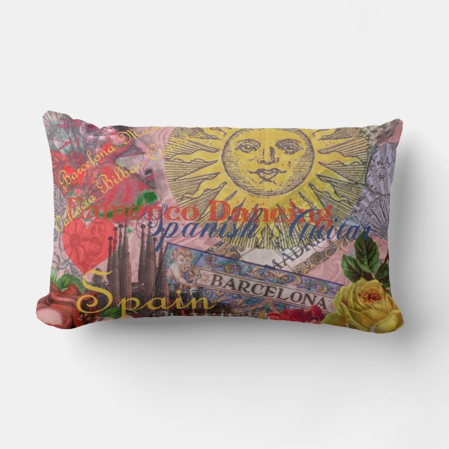 Spain Sunshine Spanish Travel Art Lumbar Pillow (Front)