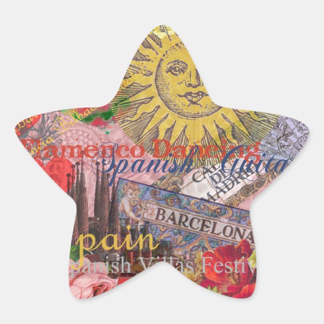 Spain Sunshine Spanish Travel Art Star Sticker (Front)
