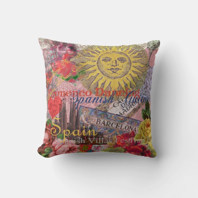 Spain Sunshine Spanish Travel Art Throw Pillow (Front)