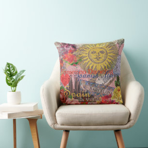 Spain Sunshine Spanish Travel Art Throw Pillow
