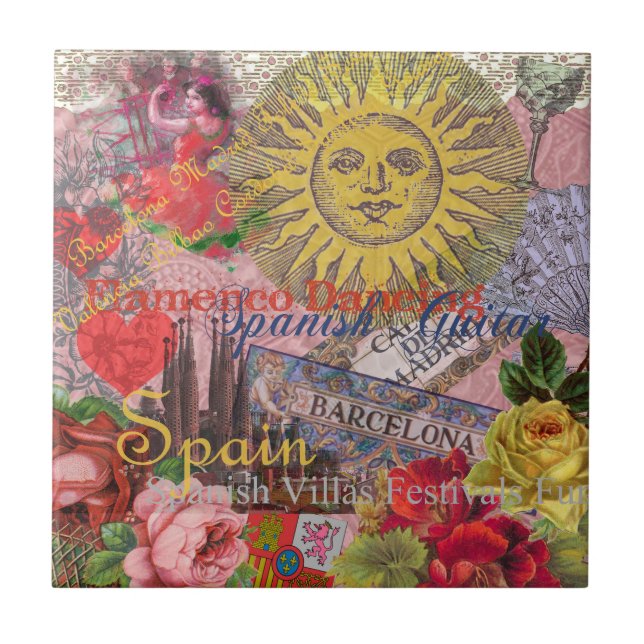 Spain Sunshine Spanish Travel Art Tile (Front)