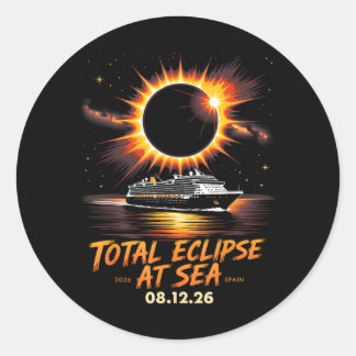 Spain Total Solar Eclipse 2026 At Sea Cruise Classic Round Sticker