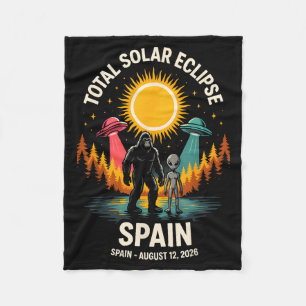 Spain Total Solar Eclipse 2026 Bigfoot Alien Fleece Blanket