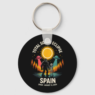 Spain Total Solar Eclipse 2026 Bigfoot Alien Keychain
