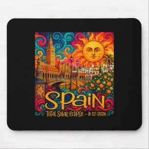 Spain Total Solar Eclipse 2026 Retro Paisley Mouse Pad