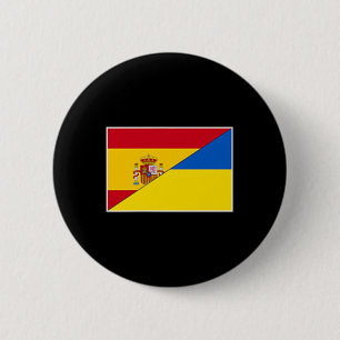 Spain Ukraine Flag Spanish Ukrainian Support Citiz 2 Inch Round Button