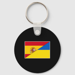 Spain Ukraine Flag Spanish Ukrainian Support Citiz Keychain