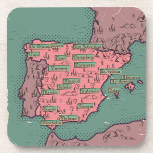 Spain Vintage old map Coaster