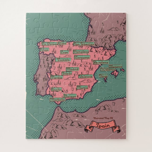 Spain Vintage old map Jigsaw Puzzle (Vertical)