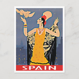 Spain vintage travel style illustration postcard