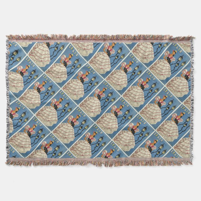 SPAIN Vintage Travel throw blanket (Front)