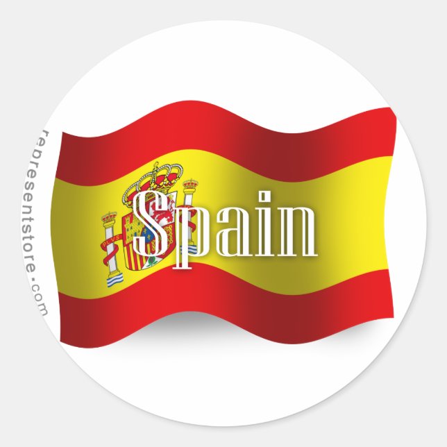 Spain Waving Flag Classic Round Sticker (Front)