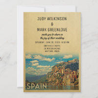 Spain Wedding Invitation Vintage Mid-Century