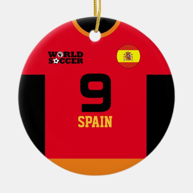 Spain World Soccer Jersey Ornament (Front)
