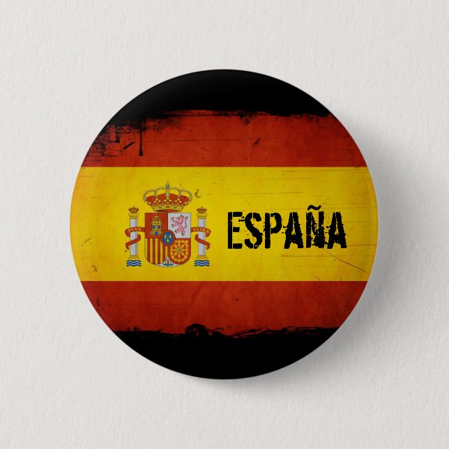 Spainish Pride Grunge Spain Flag 2 Inch Round Button (Front)