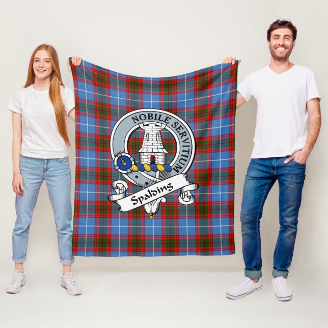 Spalding Clan Badge Tartan Plaid Fleece Blanket (In Situ)
