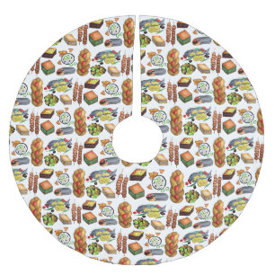 Spanakopita Moussaka Baklava Greek Food Print Brushed Polyester Tree Skirt
