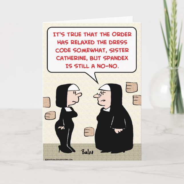 spandex nuns no-no dress code card (Front)