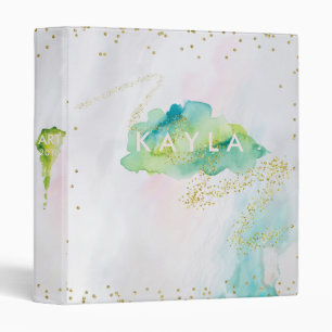 Spangled Agate Watercolor Green and Pastels Binder