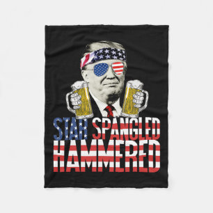 Spangled Hammered President Donald Trump Beer Love Fleece Blanket