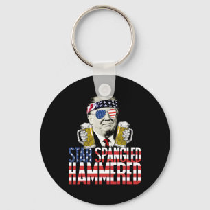 Spangled Hammered President Donald Trump Beer Love Keychain